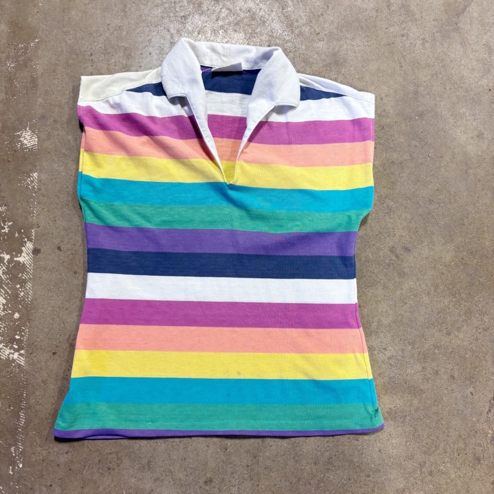 Vintage rainbow striped sleeveless top size small